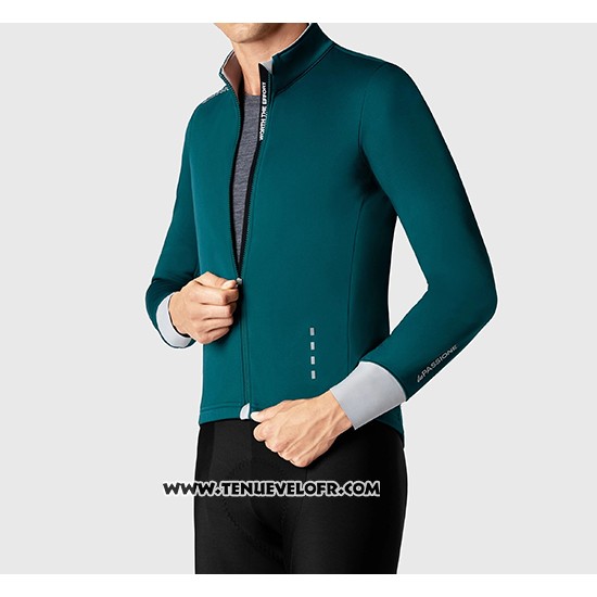 2019 Maillot Ciclismo La Passione Vert Blanc Manches Longues et Cuissard